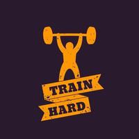 gym training, train hard vector poster