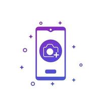 Add photo icon with smart phone vector