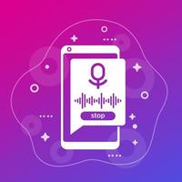 Audio recording in smart phone vector icon