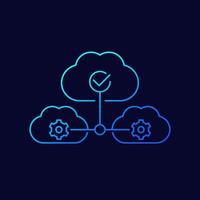 Cloud services and saas line icon vector