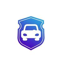 icono de seguridad del coche con escudo vector