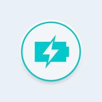 charging battery icon with lightning bolt vector