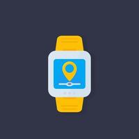 gps tracking, navigation with smart watch vector