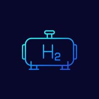 icono de línea de tanque de gas de hidrógeno en la oscuridad vector