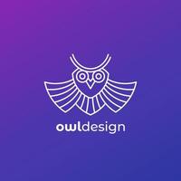 owl logo icon, linear design vector