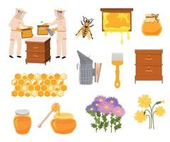 Beekeeping Flat Icons Collection vector