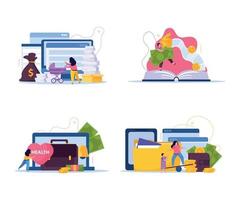 People Earning Money Compositions vector