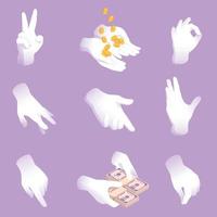 Hands Isometric Set vector