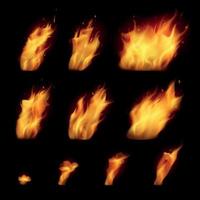 Realistic Fire Set vector