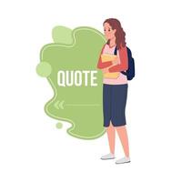 School life quote textbox with flat character vector