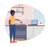 mujer preparando comida 2d vector ilustración aislada