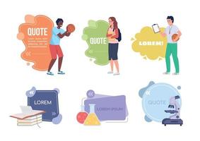 High school life quote textbox with flat characters set vector