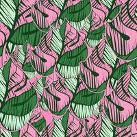 Scribble monstera leaves tropical seamless pattern. Embroidery palm leaf endless wallpaper. vector