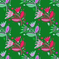 Seamless pattern with flowers and leaves. vector