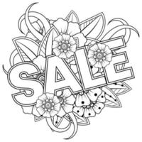 Sale banner or card template with mehndi flower vector
