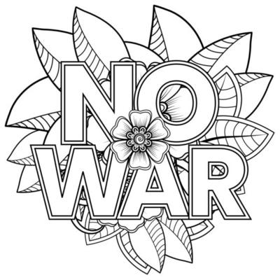 No war and stop war banner or card template with mehndi flower