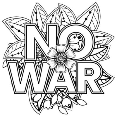 No war and stop war banner or card template with mehndi flower