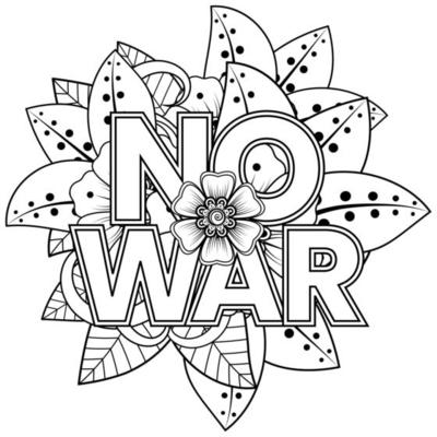 No war and stop war banner or card template with mehndi flower