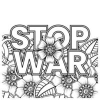 No war and stop war banner or card template with mehndi flower vector
