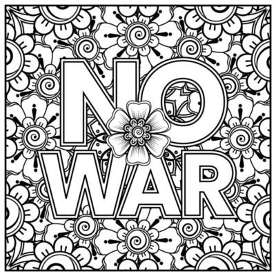 No war and stop war banner or card template with mehndi flower