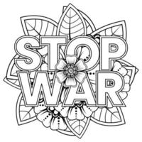 No war and stop war banner or card template with mehndi flower vector