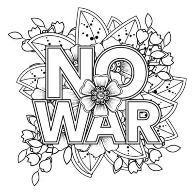 No war and stop war banner or card template with mehndi flower