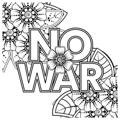 No war and stop war banner or card template with mehndi flower