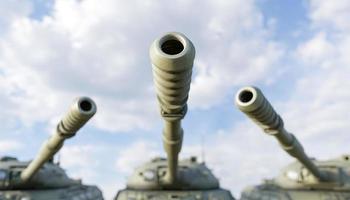 close-up of tank guns with out of focus background