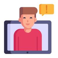 Person using mobile, flat icon of mobile chat vector