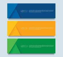 conjunto de plantilla de banner colorido moderno. diseño de banner azul, amarillo y verde vector