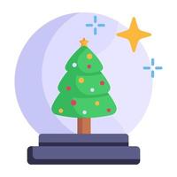 un árbol de navidad con un niño, icono plano vector