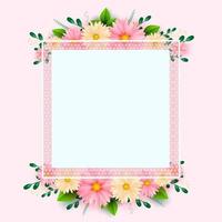 Mother s Day greeting card with square frame and paper cut flowers on colorful background. Vector illustration. Place for your text.