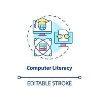 Computer literacy concept icon. Understanding computer systems. Basic digital skills abstract idea thin line illustration. Isolated outline drawing. Editable stroke. Arial, Myriad Pro-Bold fonts used vector