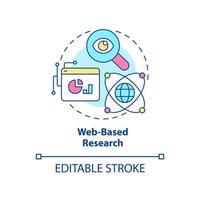 Web based research concept icon. Computer systems understanding. Basic digital skills abstract idea thin line illustration. Isolated outline drawing. Editable stroke. Arial, Myriad Pro-Bold fonts used vector