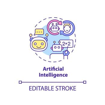 Artificial intelligence concept icon. Machine learning. Major digital skills abstract idea thin line illustration. Isolated outline drawing. Editable stroke. Arial, Myriad Pro-Bold fonts used vector
