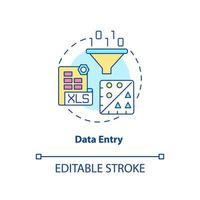 Data entry concept icon. Information input. Electronic formats. Basic digital skills abstract idea thin line illustration. Isolated outline drawing. Editable stroke. Arial, Myriad Pro-Bold fonts used vector