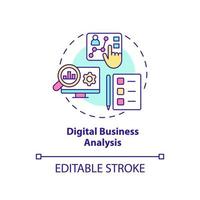 Digital business analysis concept icon. Review performance. Advanced digital skills abstract idea thin line illustration. Isolated outline drawing. Editable stroke. Arial, Myriad Pro-Bold fonts used vector