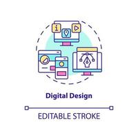 Digital design concept icon. Website visual component. Advanced digital skills abstract idea thin line illustration. Isolated outline drawing. Editable stroke. Arial, Myriad Pro-Bold fonts used vector