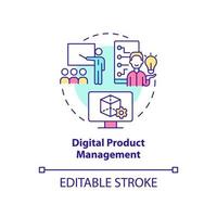 Digital product management concept icon. Project control. Advanced digital skills abstract idea thin line illustration. Isolated outline drawing. Editable stroke. Arial, Myriad Pro-Bold fonts used vector