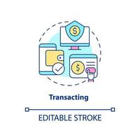 Transacting concept icon. Online banking. Money management. Digital skills abstract idea thin line illustration. Isolated outline drawing. Editable stroke. Arial, Myriad Pro-Bold fonts used vector