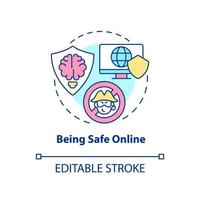 Being safe online concept icon. Personal data protection. Digital skills abstract idea thin line illustration. Isolated outline drawing. Editable stroke. Arial, Myriad Pro-Bold fonts used vector