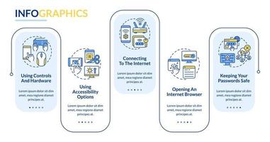 plantilla de infografía de rectángulo de habilidades de base básica digital. visualización de datos con 5 pasos. gráfico de información de la línea de tiempo del proceso. diseño de flujo de trabajo con iconos de línea. lato-negrita, fuentes regulares utilizadas vector