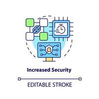 icono de concepto de mayor seguridad. cryptocurrency mayor ventaja idea abstracta ilustración de línea delgada. difícil de hackear. dibujo de contorno aislado. trazo editable. arial, innumerables fuentes pro-bold utilizadas vector