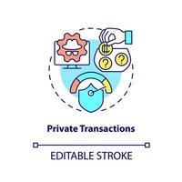 Private transactions concept icon. Cryptocurrency competitive edge abstract idea thin line illustration. Privacy coins. Isolated outline drawing. Editable stroke. Arial, Myriad Pro-Bold fonts used vector