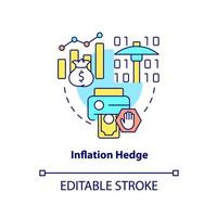 Inflation hedge concept icon. Cryptocurrency competitive edge abstract idea thin line illustration. Reducing risks. Isolated outline drawing. Editable stroke. Arial, Myriad Pro-Bold fonts used vector