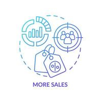 More sales blue gradient concept icon. Audience engaging technique. Modern marketing trend abstract idea thin line illustration. Isolated outline drawing. Myriad Pro-Bold font used vector