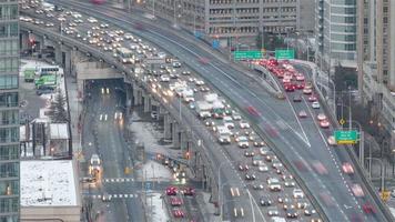 4K Timelapse Sequence of Toronto, Canada - The Gardiner Expressway before the sunset video