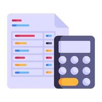 icono plano editable de contabilidad empresarial, calculadora con informe empresarial vector