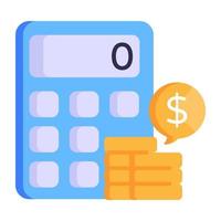 Editable flat icon of business accounting, calculator with business report vector