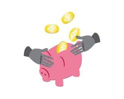 Automated trading or bot trading for crypto coin system to use robot or ai for investment vector